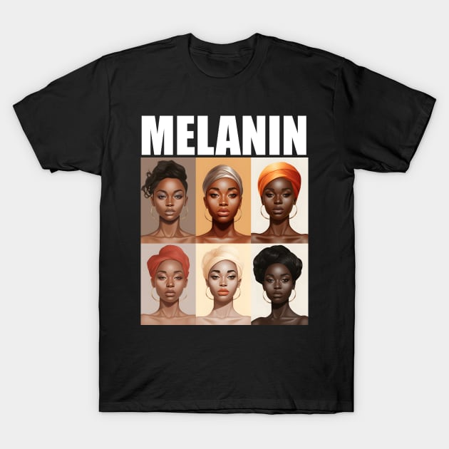 Melanin Afrocentric Black Pride Afro Women T-Shirt by Merchweaver